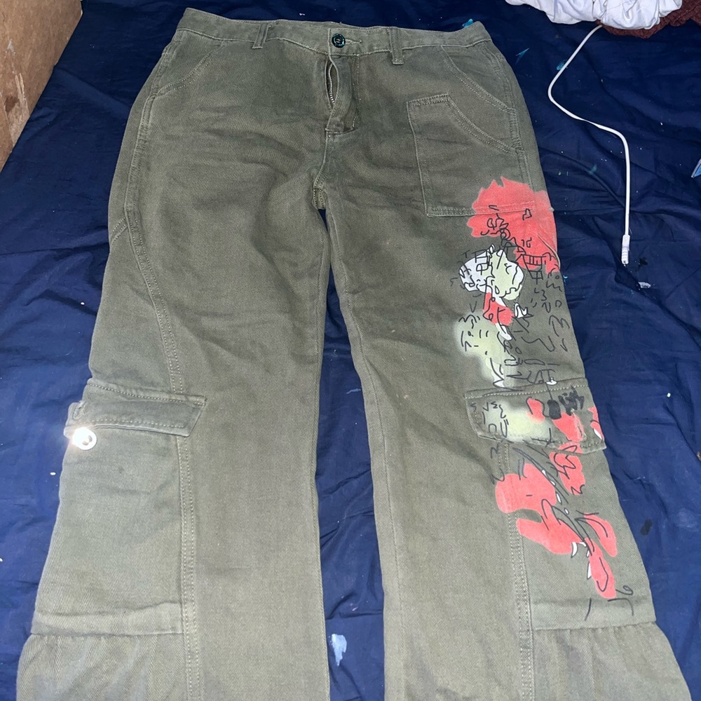 Shein graphic green bottoms